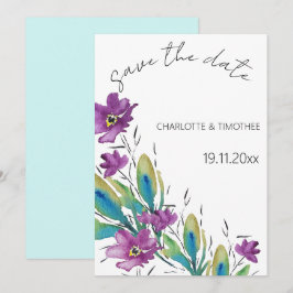 Elegante Boheemse Bloemen Waterverf Handgeschilder Save The Date