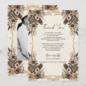 Elegante  Boheemse Bloemenbruiloft Bedankt Kaart (Voorkant / Achterkant)