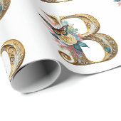 Elegante boheemse bloemletter B Cadeaupapier (Rol Hoek)