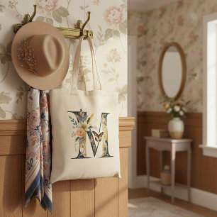Elegante boheemse bloemletter M Tote Bag