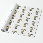 Elegante boheemse bloemletter T Cadeaupapier (Uitgerold)