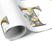Elegante boheemse bloemletter T Cadeaupapier (Rol Hoek)