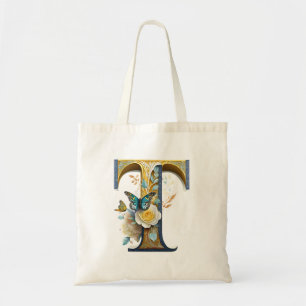 Elegante boheemse bloemletter T Tote Bag