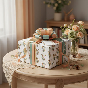 Elegante boheemse bloemletter V Cadeaupapier