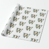 Elegante boheemse bloemletter W Cadeaupapier (Uitgerold)