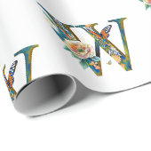Elegante boheemse bloemletter W Cadeaupapier (Rol Hoek)