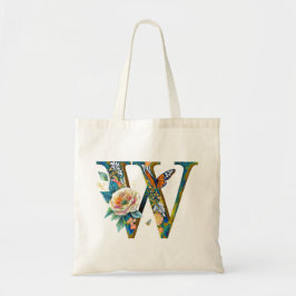 Elegante boheemse bloemletter W Tote Bag