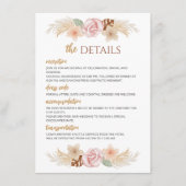 Elegante Boheemse bruiloft receptie en details Informatiekaartje (Voorkant)