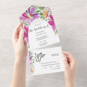 Elegante Boheemse chique artistieke bloemen All In One Uitnodiging (Afscheurbaar)