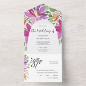 Elegante Boheemse chique artistieke bloemen All In One Uitnodiging (Binnen)