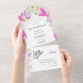 Elegante Boheemse chique artistieke bloemen All In One Uitnodiging (Afscheurbaar)