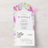 Elegante Boheemse chique artistieke bloemen All In One Uitnodiging (Binnen)