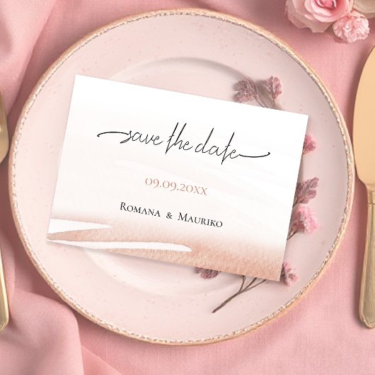 Elegante Boheemse Coral Terracotta bruiloft Save The Date