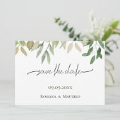 Elegante Boheemse Deep Green bruiloft Save The Date (Staand voorkant)