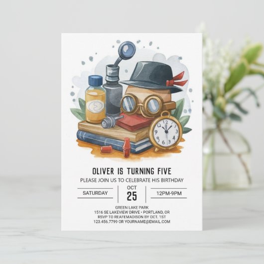 Elegante Boheemse detective verjaardag Kaart (Staand voorkant)