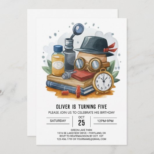 Elegante Boheemse detective verjaardag Kaart (Voorkant / Achterkant)