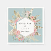 Elegante Boheemse Floral Monogram Papieren servett Servet (Voorkant)
