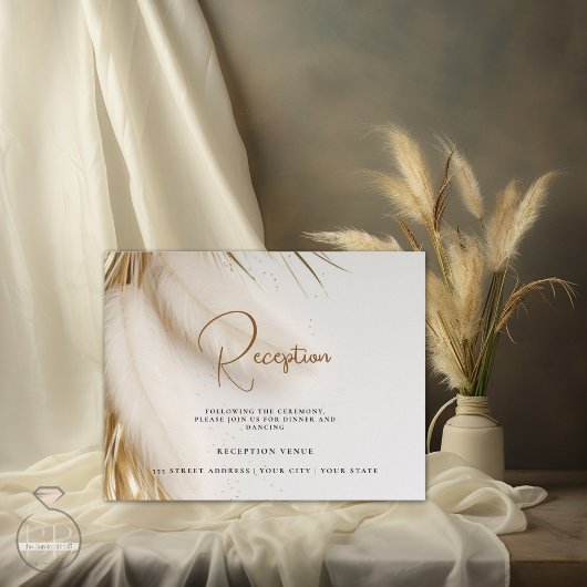 Elegante Boheemse Gouden Pampa's na Partij Informatiekaartje