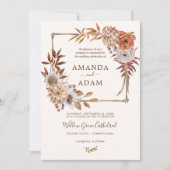 Elegante Boheemse herfst Waterverf bruiloft Kaart (Voorkant)