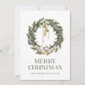 Elegante Boheemse kerst krans groet Feestdagenkaart (Voorkant)