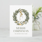 Elegante Boheemse kerst krans groet Feestdagenkaart (Staand voorkant)