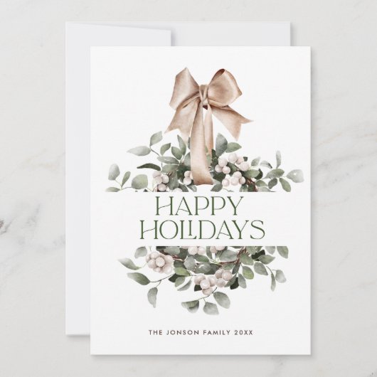 Elegante Boheemse kerst krans groet Feestdagenkaart (Voorkant)