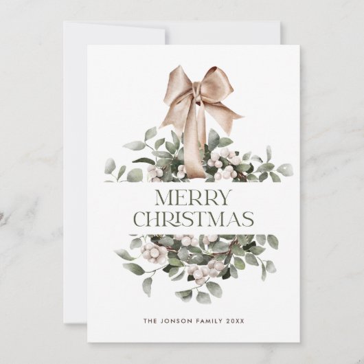 Elegante Boheemse kerst krans groet Feestdagenkaart (Voorkant)