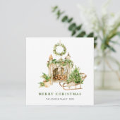 Elegante Boheemse kerstboom compositie Boho Feestdagenkaart (Staand voorkant)