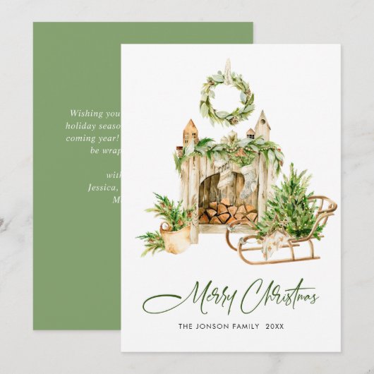 Elegante Boheemse kerstboom compositie Feestdagenkaart (Voorkant / Achterkant)