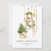 Elegante Boheemse Kerstboom Compositie Feestdagenkaart (Voorkant)