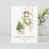 Elegante Boheemse Kerstboom Compositie Feestdagenkaart (Staand voorkant)