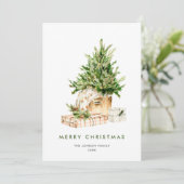 Elegante Boheemse kerstboom compositie Feestdagenkaart (Staand voorkant)