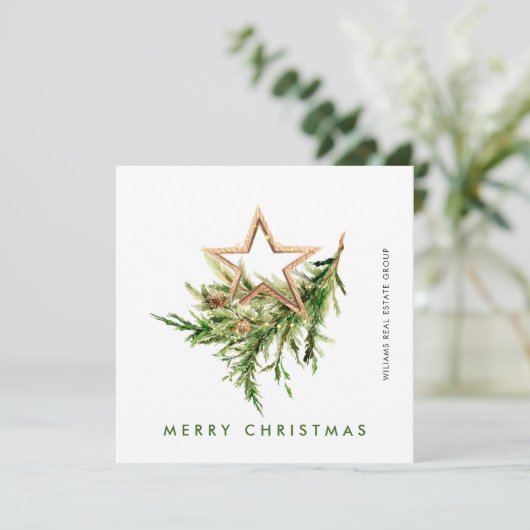 Elegante Boheemse Kerstcompositie Bedrijfsleven Feestdagenkaart (Staand voorkant)