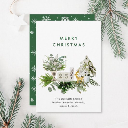 Elegante Boheemse Kerstcompositie Begroeting Feestdagenkaart