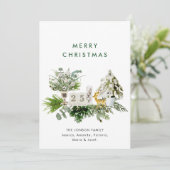 Elegante Boheemse Kerstcompositie Begroeting Feestdagenkaart (Staand voorkant)