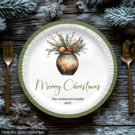 Elegante Boheemse Kerstkrans in Aardse Kleuren Papieren Bordje