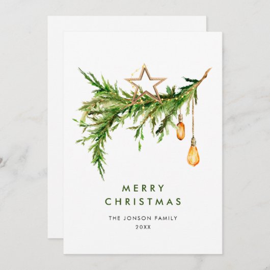 Elegante Boheemse Kerstmis Compositie Feestdagenkaart (Voorkant / Achterkant)