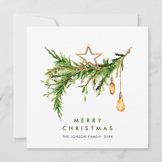 Elegante Boheemse Kerstmis Compositie Feestdagenkaart (Voorkant)