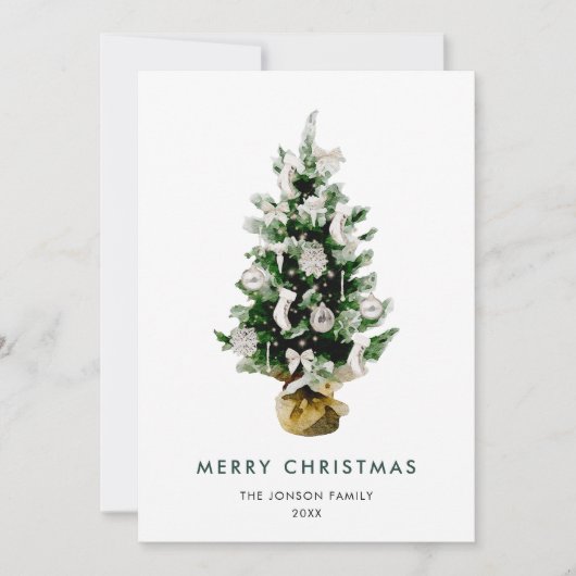 Elegante Boheemse Kerstmis dennenboom groet Feestdagenkaart (Voorkant)
