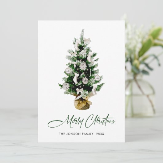 Elegante Boheemse Kerstmis dennenboom groet Feestdagenkaart (Staand voorkant)