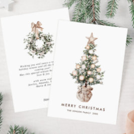 Elegante Boheemse Kerstmis dennenboom groet Feestdagenkaart