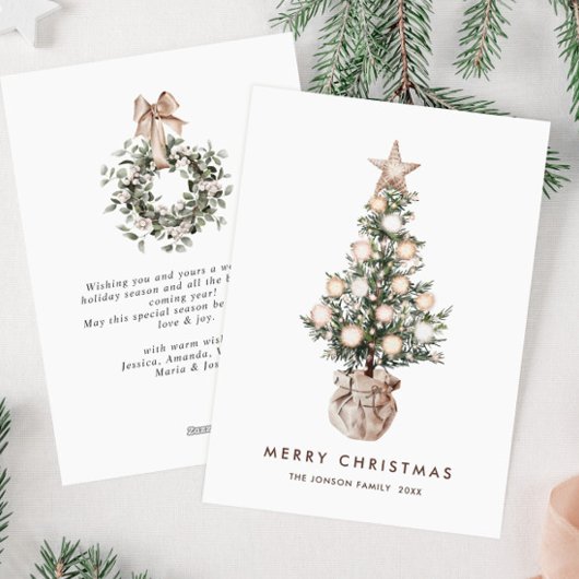 Elegante Boheemse Kerstmis dennenboom groet Feestdagenkaart