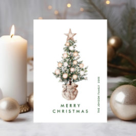 Elegante Boheemse Kerstmis dennenboom groet Feestdagenkaart