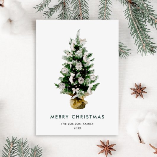 Elegante Boheemse Kerstmis dennenboom groet Feestdagenkaart