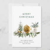 Elegante Boheemse Kerstmis Samenstelling Groet Feestdagenkaart (Voorkant)