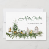 Elegante Boheemse Kerstmis Samenstelling Groet Feestdagenkaart (Voorkant)