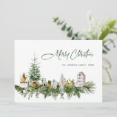 Elegante Boheemse Kerstmis Samenstelling Groet Feestdagenkaart (Staand voorkant)