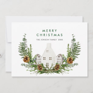 Elegante Boheemse Kerstmis Samenstelling Groet Feestdagenkaart