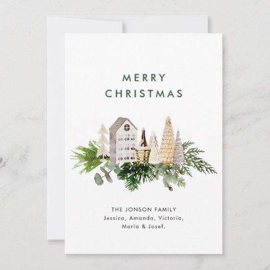 Elegante Boheemse Kerstmis Samenstelling Groet Feestdagenkaart (Voorkant)