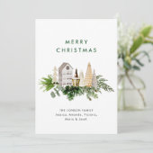 Elegante Boheemse Kerstmis Samenstelling Groet Feestdagenkaart (Staand voorkant)